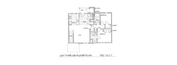 A floor plan of a unit type 2B with dimensions 1035 square feet.