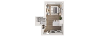 Studio  Sunset/City View (B) at The Nest at Lincoln Park West, Chicago Illinois