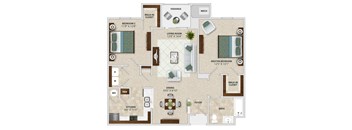 A floor plan of a house with a living room, dining room, kitchen, and multiple bedrooms.