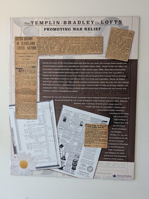 A newspaper article about the Templin-Bradley Co Lofts promoting war relief.