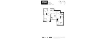 A black and white image of a floor plan for the Gemini Tower apartment.