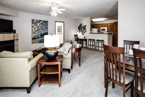 Living Area With Kitchen at Standing Bear Lake, Omaha, Nebraska
