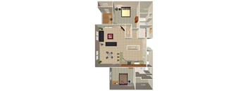 2 Bedroom Floor Plan at Tranquility Pointe, Omaha, 68164