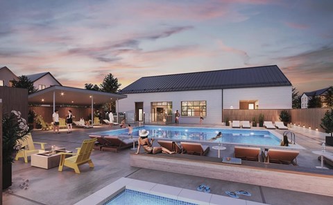 A modern house with a pool in the backyard.
