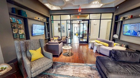 Community Clubhouse With TV at Civic at Frisco Square Apartments, Frisco