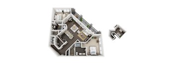 B10 Floor plan at Civic at Frisco Square Apartments, Texas, 75034