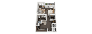 A top-down view of a house layout with labeled rooms.