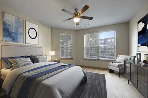Lavish Bedroom at Civic at Frisco Square Apartments, Texas
