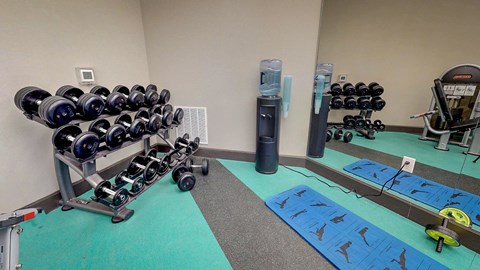 24-Hour Fitness Center With Free Weights at Civic at Frisco Square Apartments, Texas, 75034