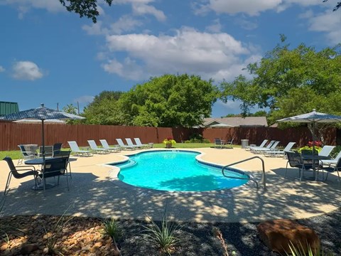 Resort style swimming pool view at Quail Crossing Apartments, Grand Prairie, 75052