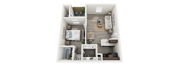 One bedroom one bath floorplan at Altamonte Apartments, San Antonio, 78216
