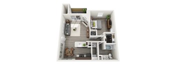 One bedroom 1 bath floorplan with walk-in closet at Altamonte Apartments, Texas, 78216