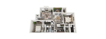 2 bed 2 bathroom floorplan with balcony at Altamonte Apartments, San Antonio, TX