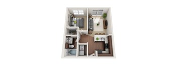 1 bed one bath floorplan at Gateway Cedars Apartments, Forney, 75126
