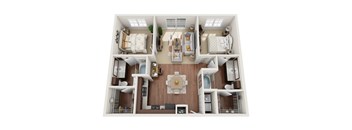 2 bed two bath floorplan at Gateway Cedars Apartments, Forney