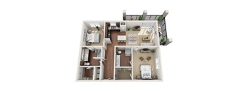 2 bedroom 2 bathroom floorplan with balcony at Gateway Cedars Apartments, Forney