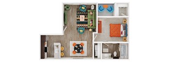 2 bed 2 bathroom floorplan with walk-in closet at Arbors at Wolf Pen Creek Apartments, Texas, 77840