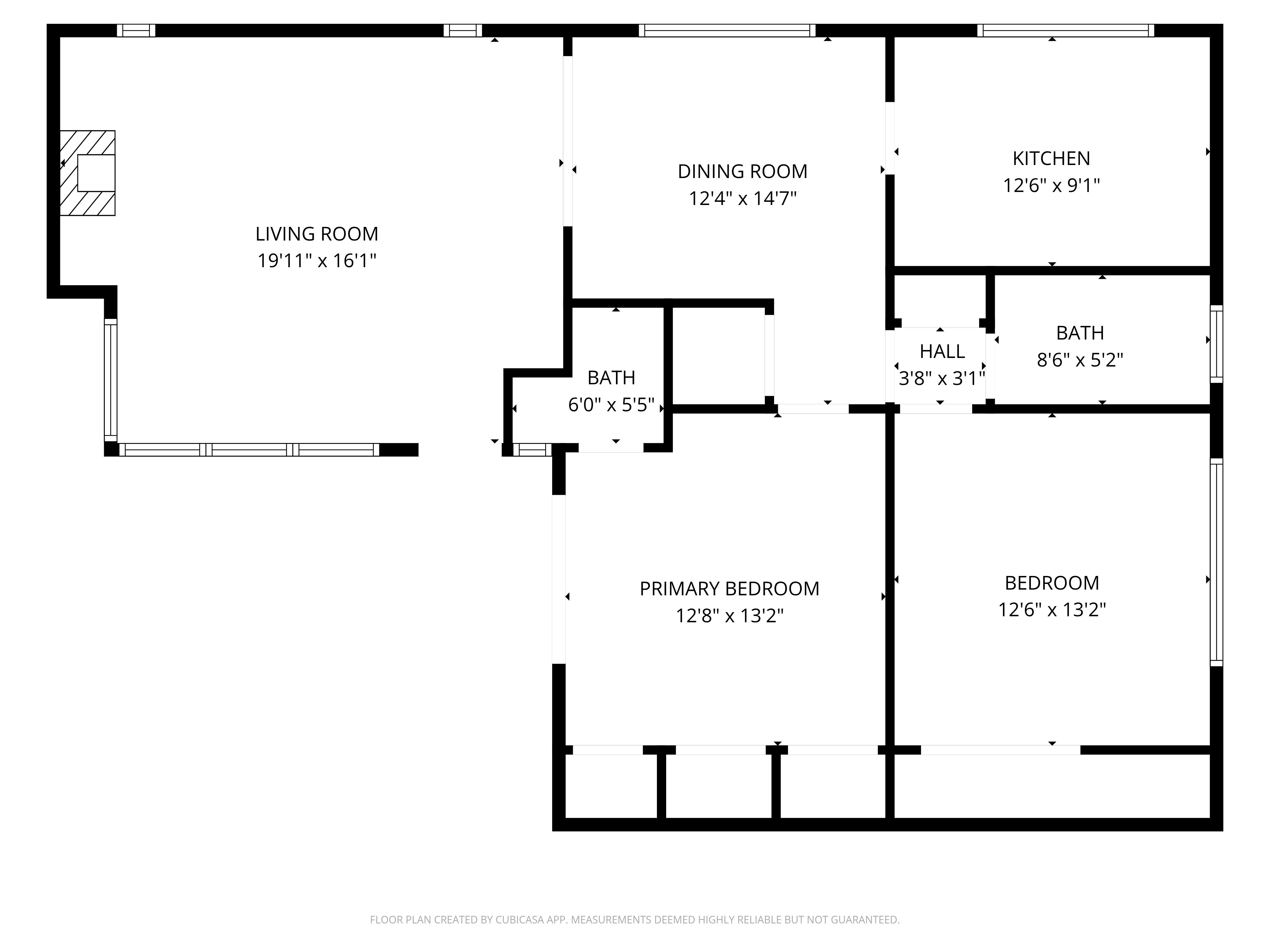 A black and white floor plan of a house with labeled rooms.