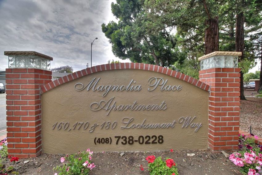 Welcoming Property Signage at Magnolia Place, Sunnyvale, California