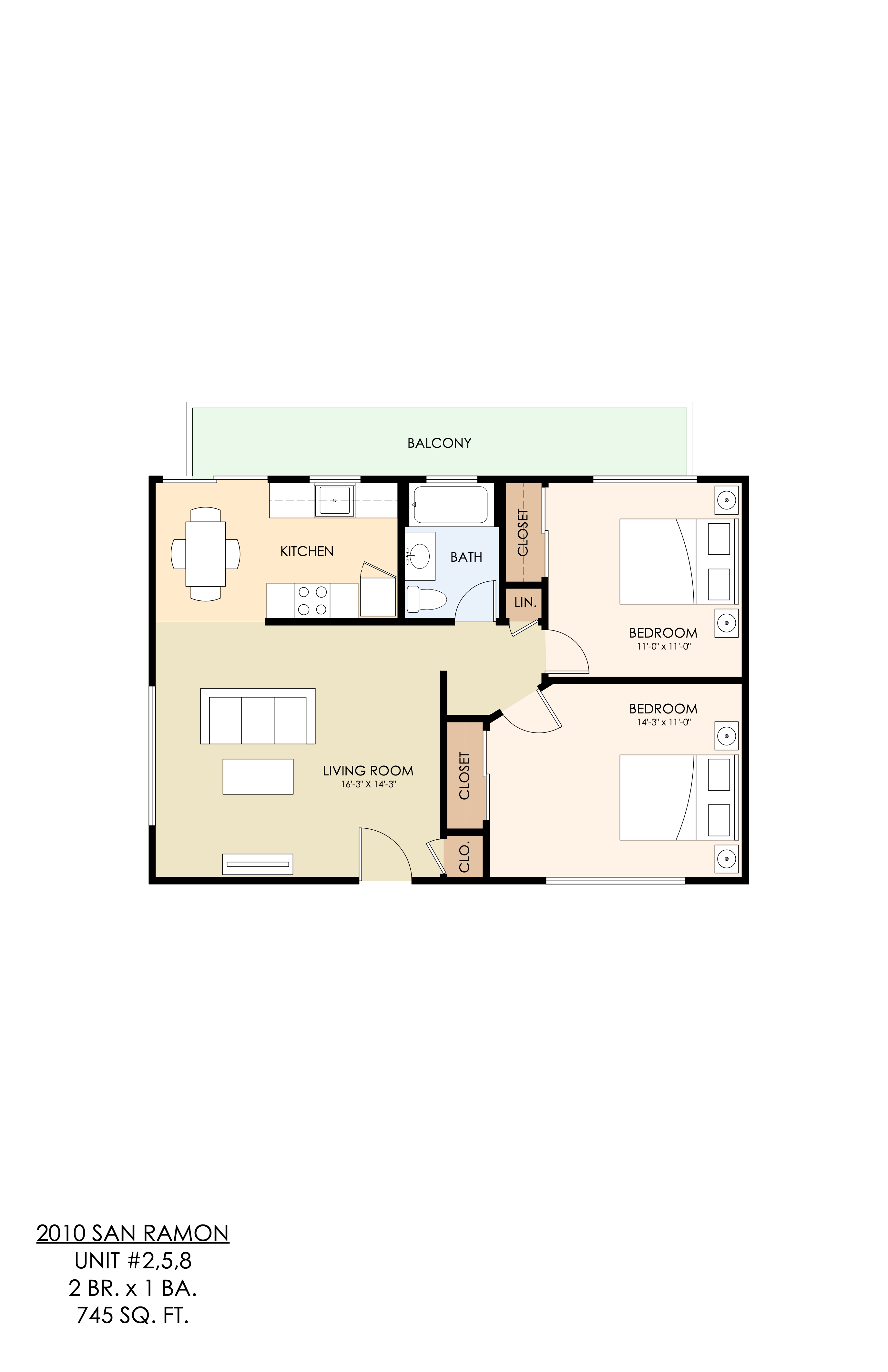2 bedroom 1 bathroom floor plan