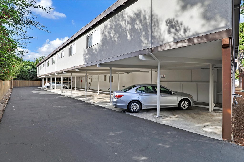 a car parked in front of a building