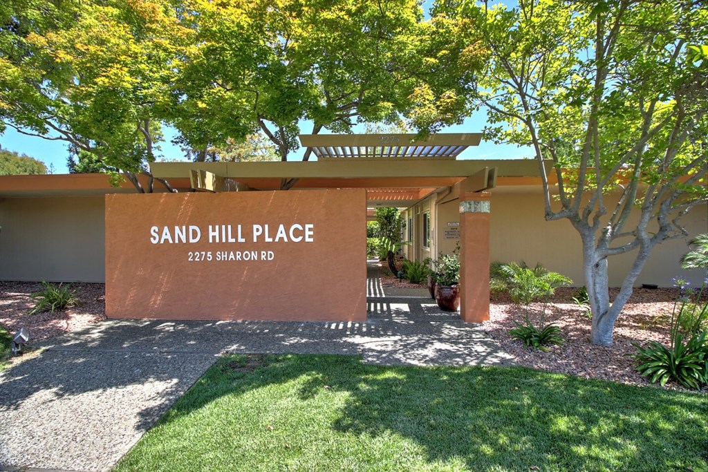 the sign place in front of a building