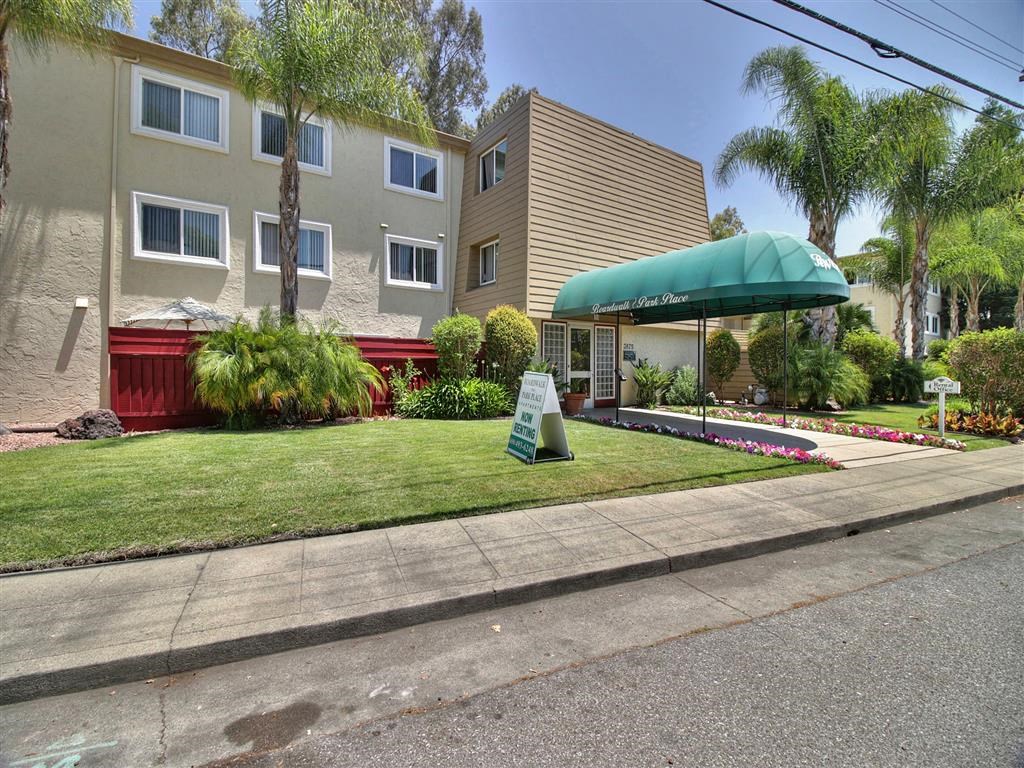 Street view of Building exterior with hedges on the side at Boardwalk, Palo Alto, CA, 94306