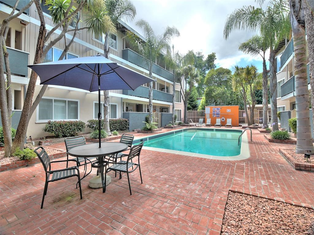 our apartments offer a swimming pool and patio