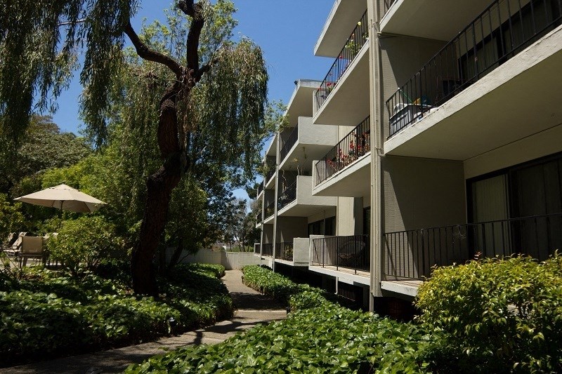 a view of the balconies at the club at moffett towers ii