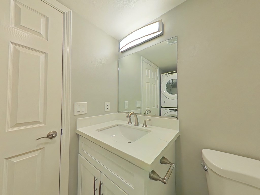 a bathroom with a sink and a mirror and a toilet