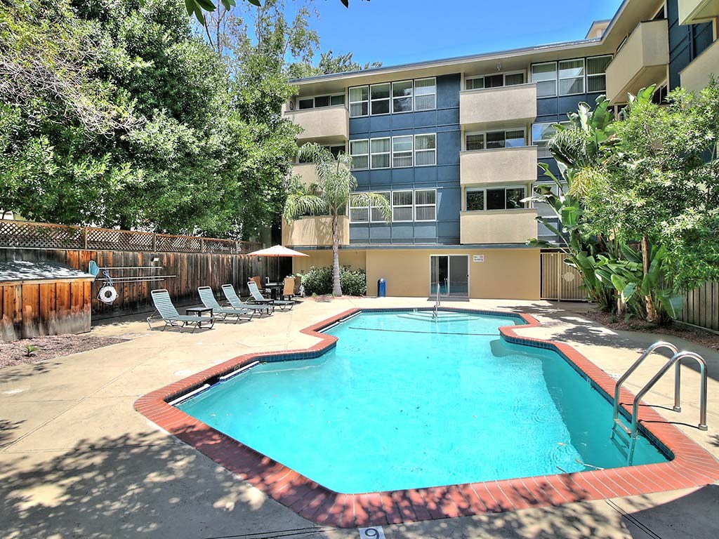 Pool side sundeck at Ambassador, California, 94401