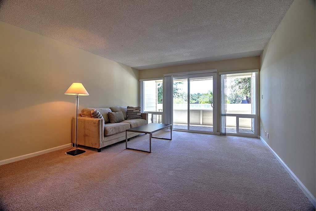 Living Room With Private Balcony at Sharon Grove Apartments, Menlo Park, California