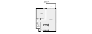 a floor plan of a unit with a bedroom and a living room
