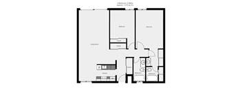 a floor plan of a unit with a bedroom and a living room