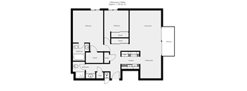 a floor plan of a residence with a bedroom and a living room