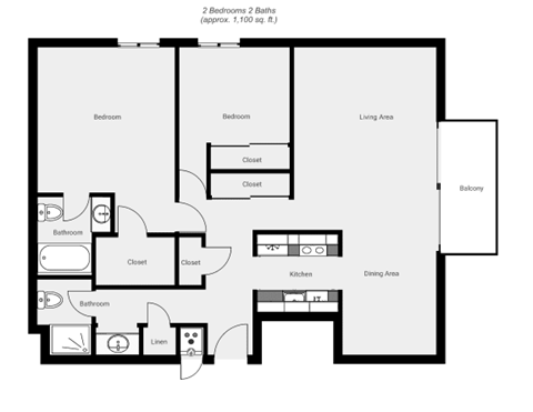 a floor plan of a residence with a bedroom and a living room
