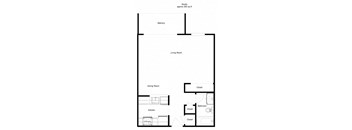 a diagram of the floor plan of a studio apartment
