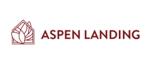 A logo with a house and the words "Aspen Landing" in red.
