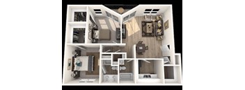 A 3D image of a dollhouse interior.