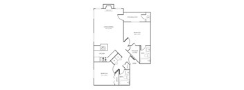 Two bed two bathroom floorplan with balcony at Rosemeade Apartments, California