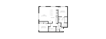 A black and white image of a floor plan for a home.