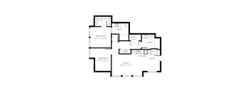 A black and white image of a floor plan for a house.