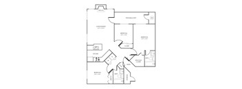 Three bedroom two bathroom floorplan with balcony at Rosemeade Apartments, California, 95661