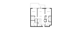 A black and white image of a house floor plan with labeled rooms.