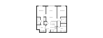 A black and white image of a house floor plan with labeled rooms.