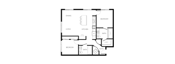 A black and white floor plan of a house with labeled rooms.