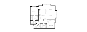 A black and white image of a floor plan for a house.