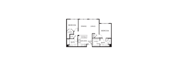 A black and white image of a floor plan for a house.