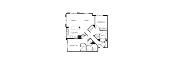 A black and white image of a floor plan for a house.