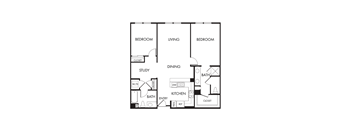 A black and white image of a floor plan for a house.